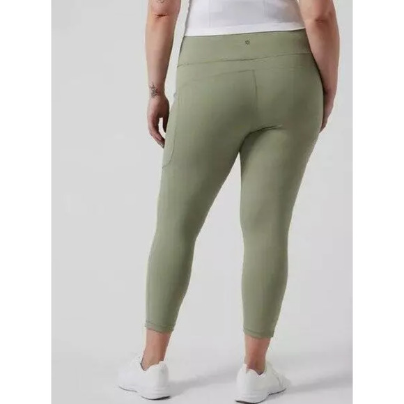 Athleta Ultimate Stash Pocket 7/8 tights Eucalyptus Green Size 3x NWOT Gorpcore - Picture 2 of 5